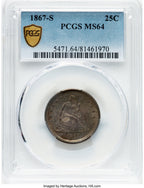 1867-S 25C Seated Quarter PCGS MS64