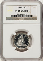 1860 25C CA Proof Seated Quarter NGC PR65