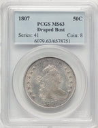 1807 50C Draped Bust Early Half Dollar PCGS MS63