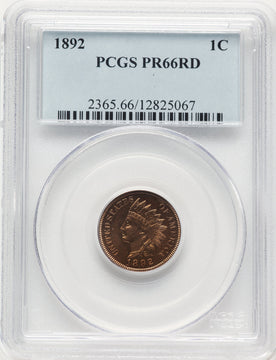 1892 1C RD Proof Indian Cent PCGS PR66