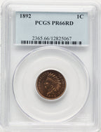 1892 1C RD Proof Indian Cent PCGS PR66