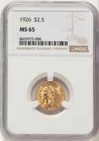 1926 $2.50 Indian Quarter Eagle NGC MS65