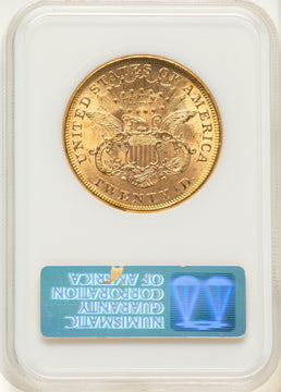 1873 $20 OPEN 3 Liberty Double Eagle NGC MS61