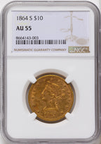 1864-S $10 Liberty Eagle NGC AU55