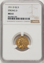 1911-D $2.50 Indian Quarter Eagle NGC MS61