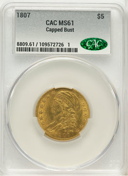 1807 $5 Bust Left CACG Secure Early Half Eagle CACG MS61