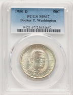 1950-D 50C Booker T. Washington Commemorative Silver PCGS MS67