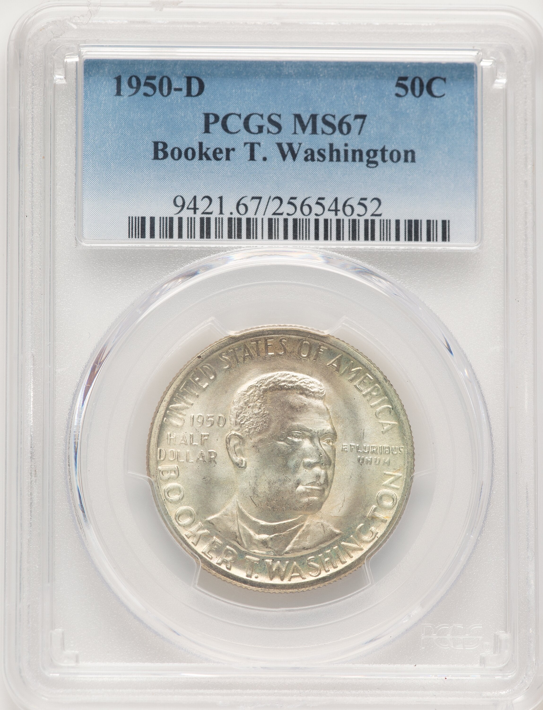 1950-D 50C Booker T. Washington Commemorative Silver PCGS MS67