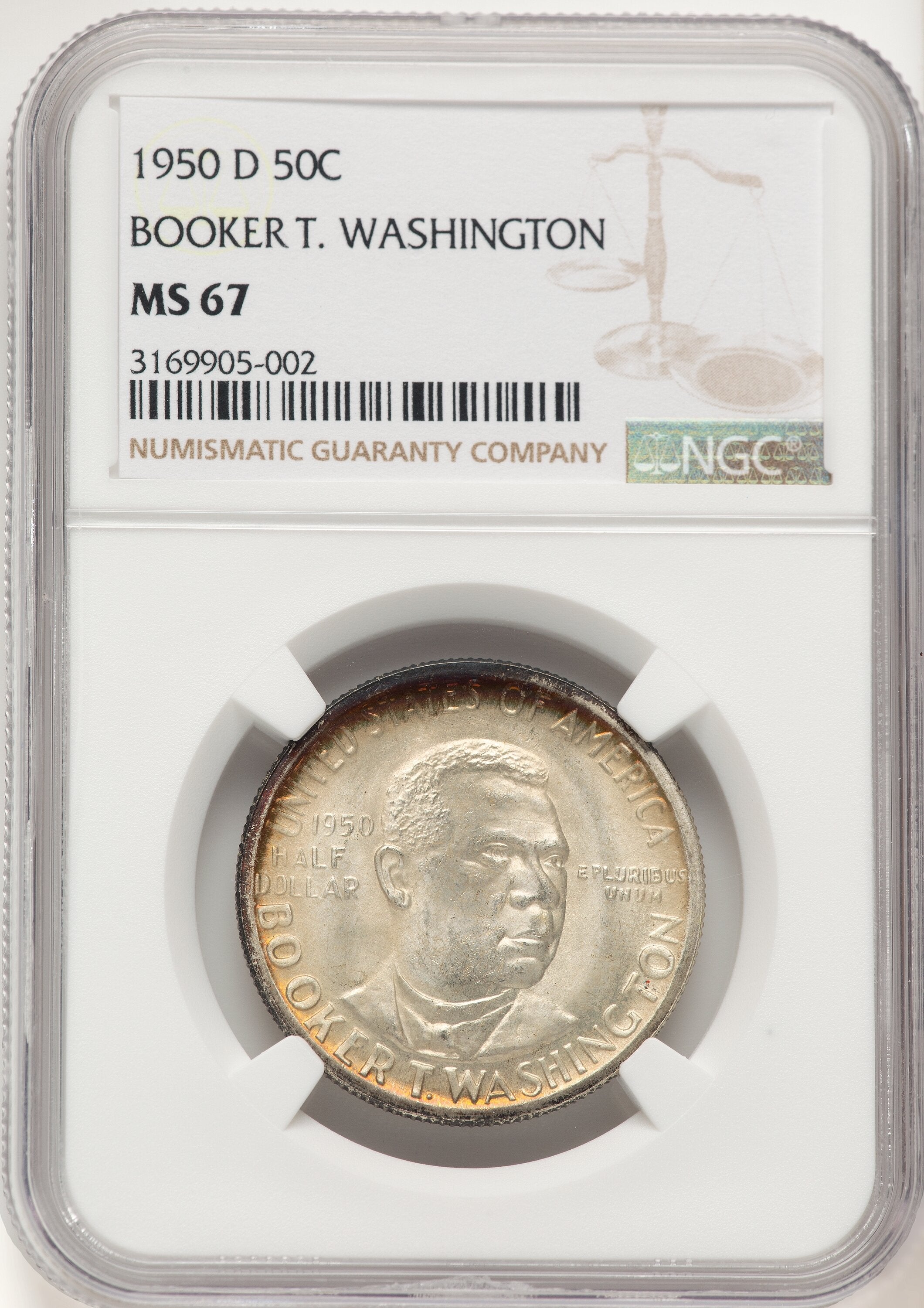 1950-D 50C Booker T. Washington Commemorative Silver NGC MS67