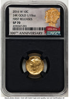2016-W 10C Mercury Dime 100th Anniversary Gold Centennial FR 100th Anniversary NGC MS70