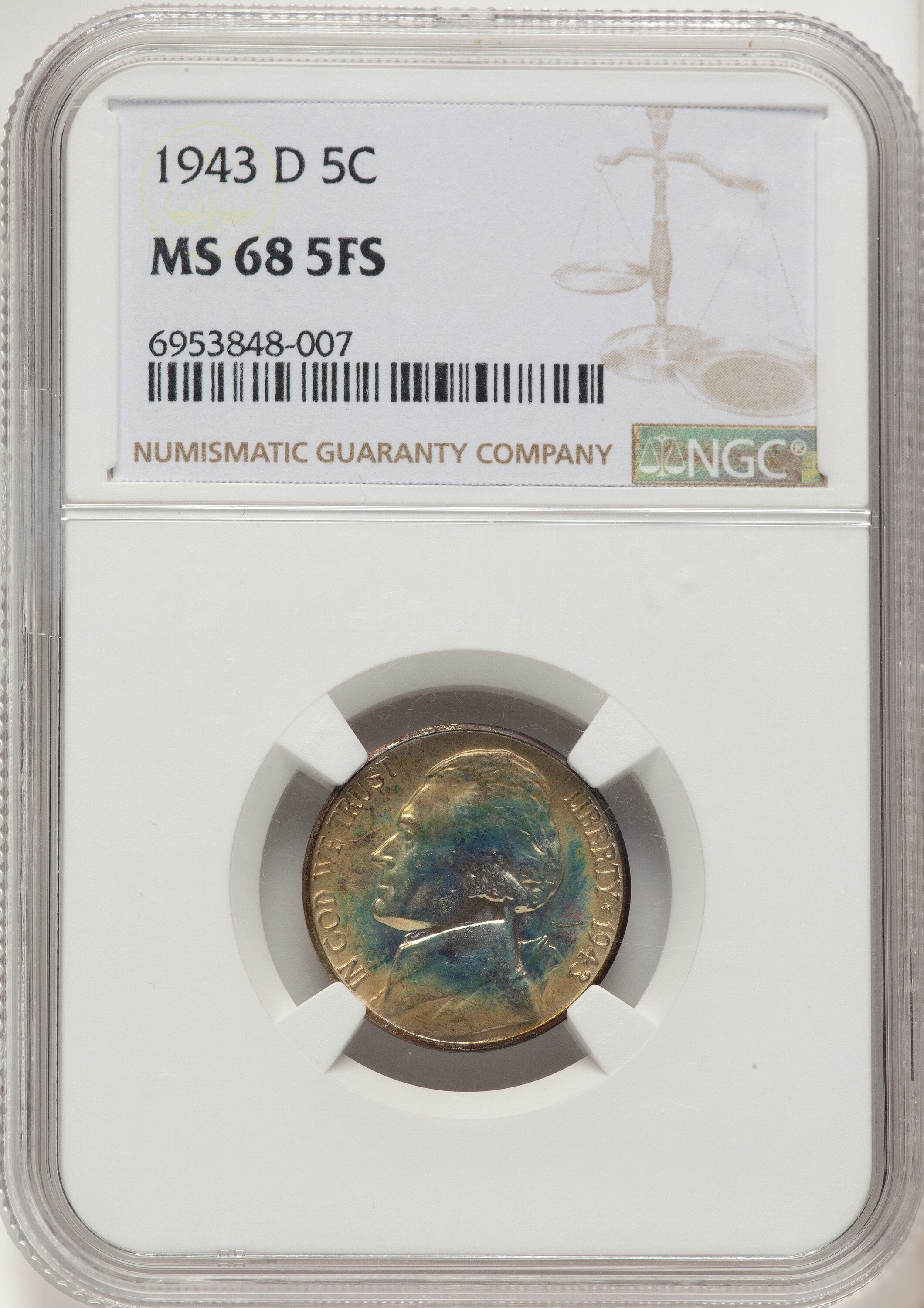 1943-D 5C FS Jefferson Nickel NGC MS68