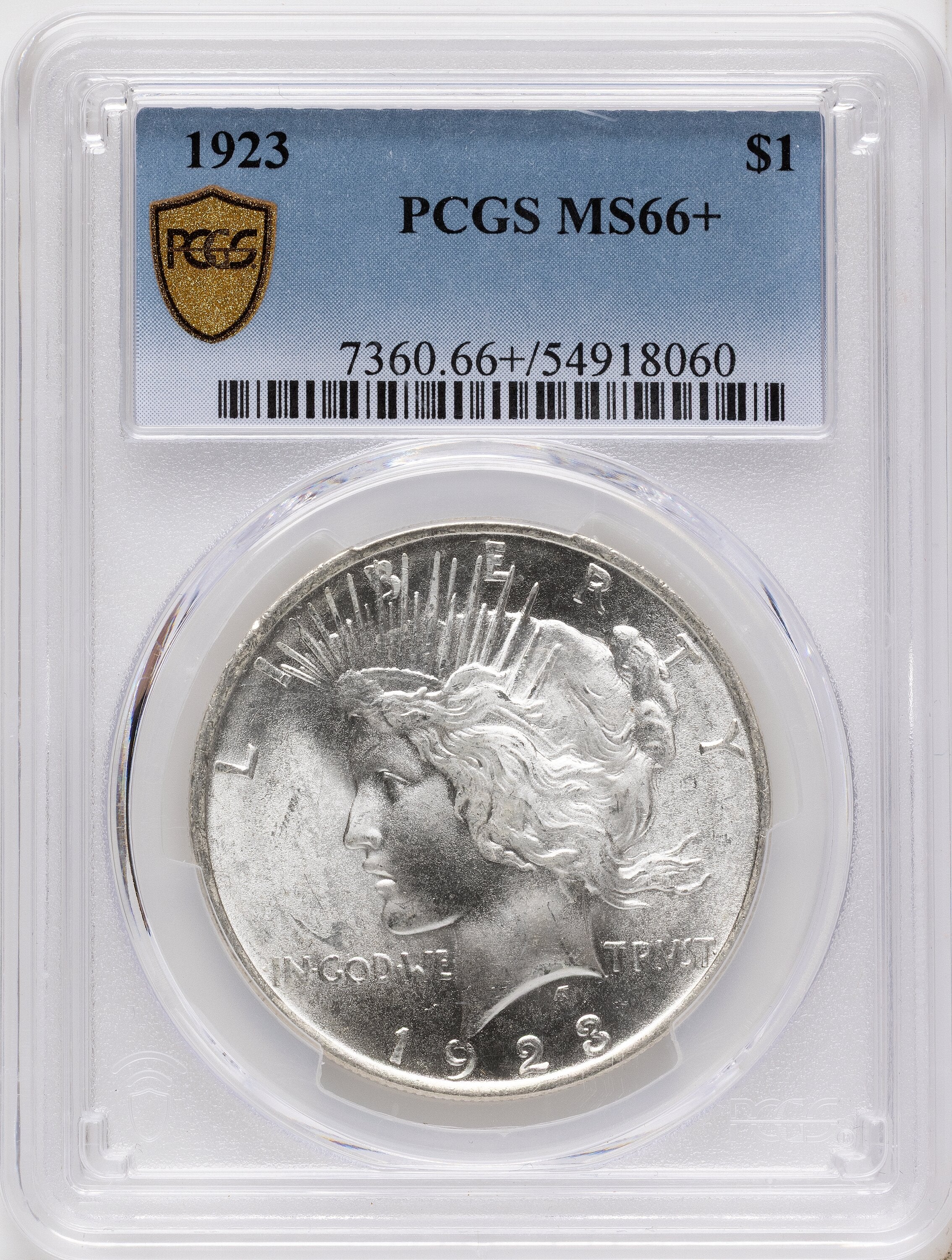 1923 Peace Dollar PCGS MS66+