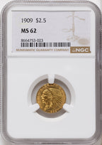 1909 $2.50 Indian Quarter Eagle NGC MS62