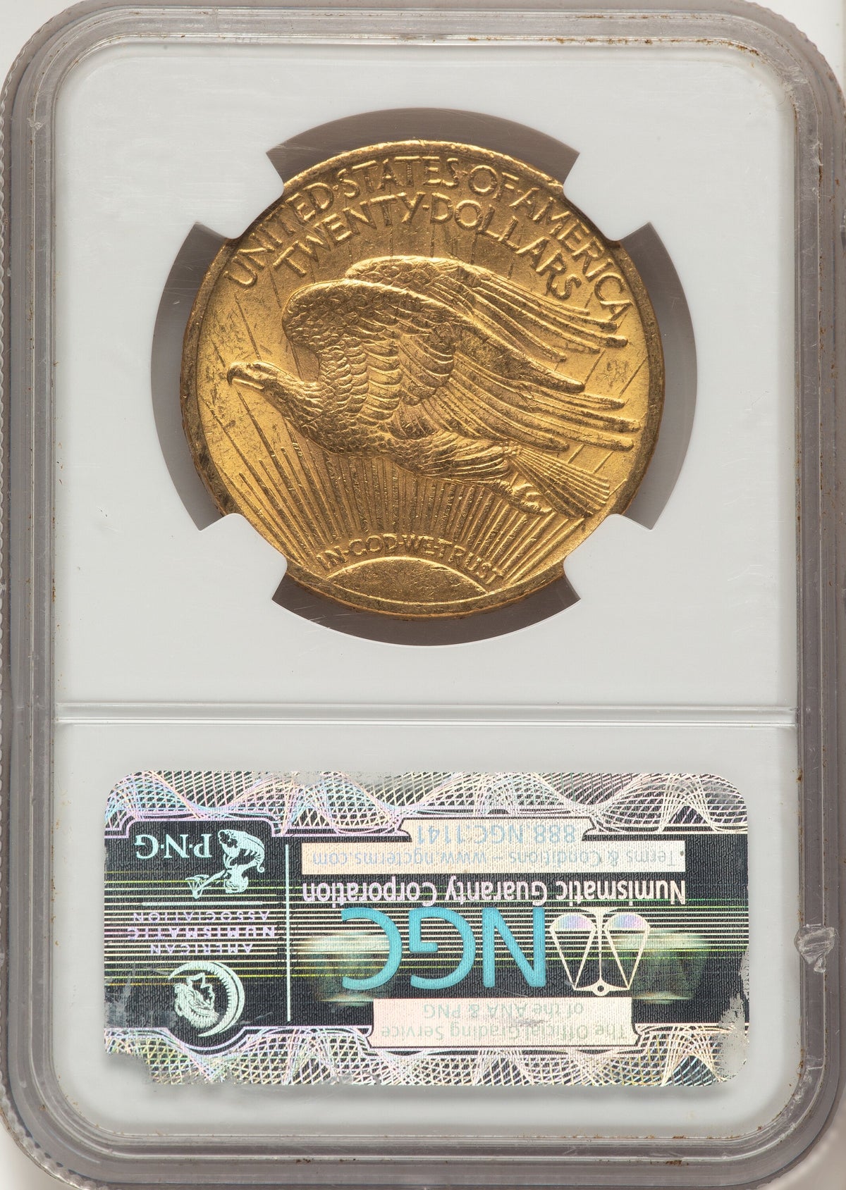 1908 $20 MOTTO Saint-Gaudens Double Eagle NGC MS62