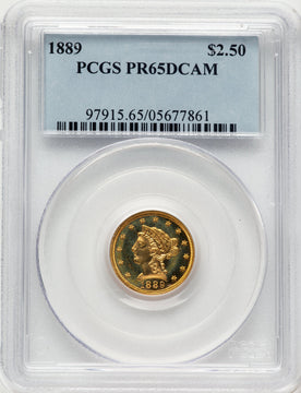 1889 $2.50 Proof Liberty Quarter Eagle PCGS PR65