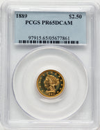1889 $2.50 Proof Liberty Quarter Eagle PCGS PR65