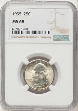 1935 25C Washington Quarter NGC MS68