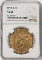 1864 $20 Liberty Double Eagle NGC AU55
