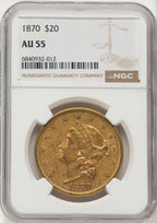 1870 $20 Liberty Double Eagle NGC AU55