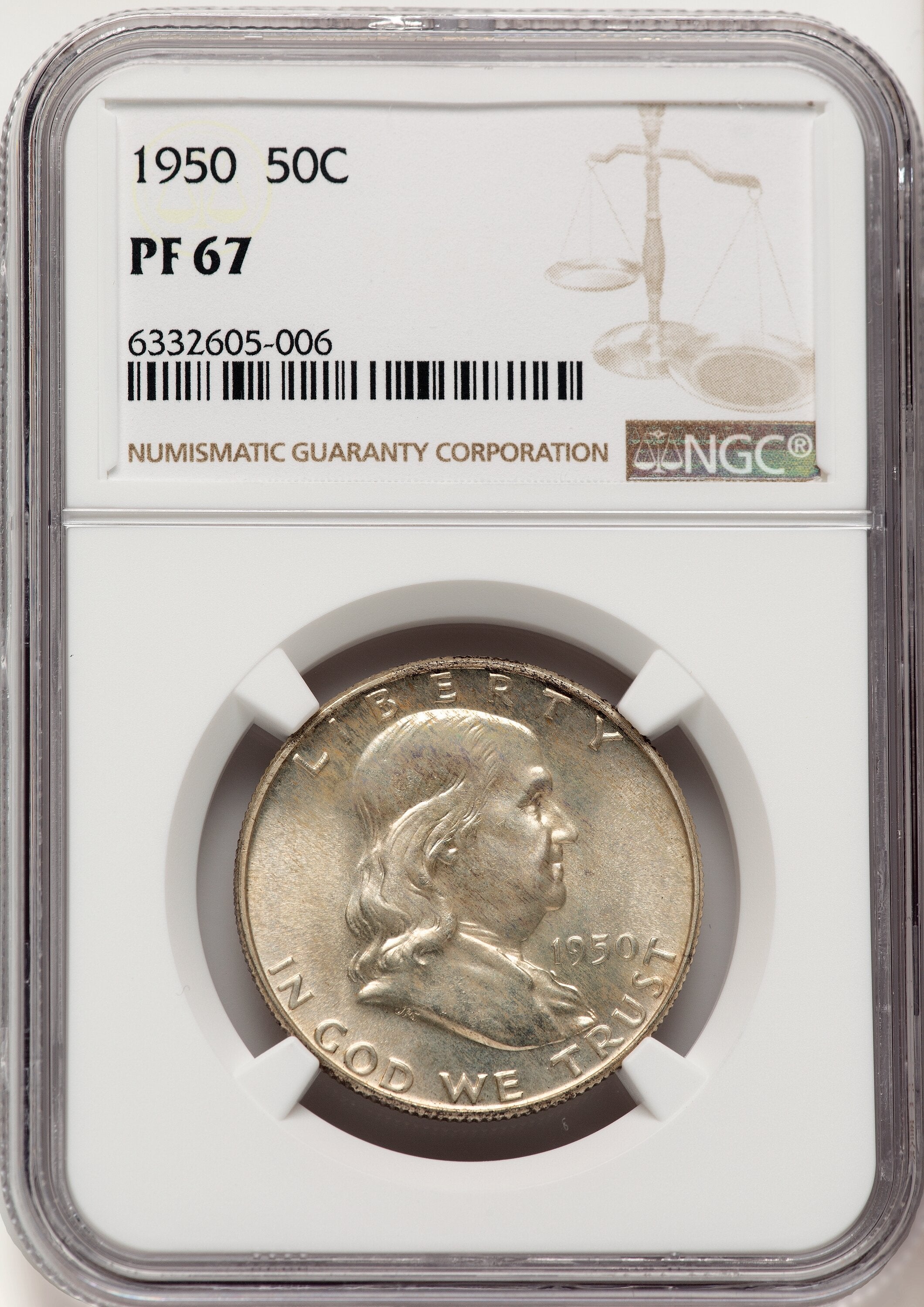 1950 50C Proof Franklin Half Dollar NGC PR67