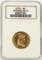 1795 $5 Small Eagle Early Half Eagle NGC MS62