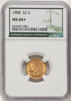 1888 $2.50 Liberty Quarter Eagle NGC MS66+