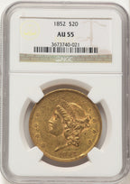 1852 $20 Liberty Double Eagle NGC AU55