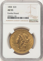 1858 $20 Liberty Double Eagle NGC AU55