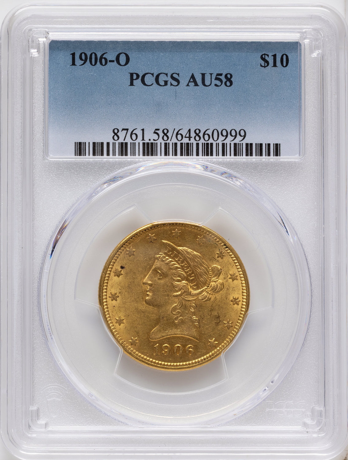 1906-O $10 Blue Gradient Liberty Eagle PCGS AU58