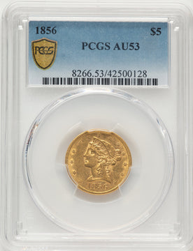 1856 $5 Blue Gradient Liberty Half Eagle PCGS AU53