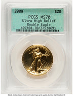 2009 G$20 Ultra High Relief Green Label PCGS MS70