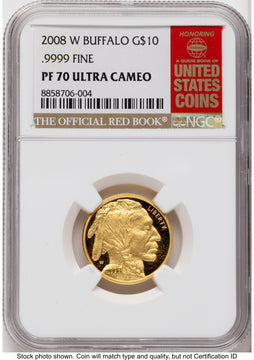 2008-W Proof Gold Buffalo 1/4 oz Red Book NGC PF70