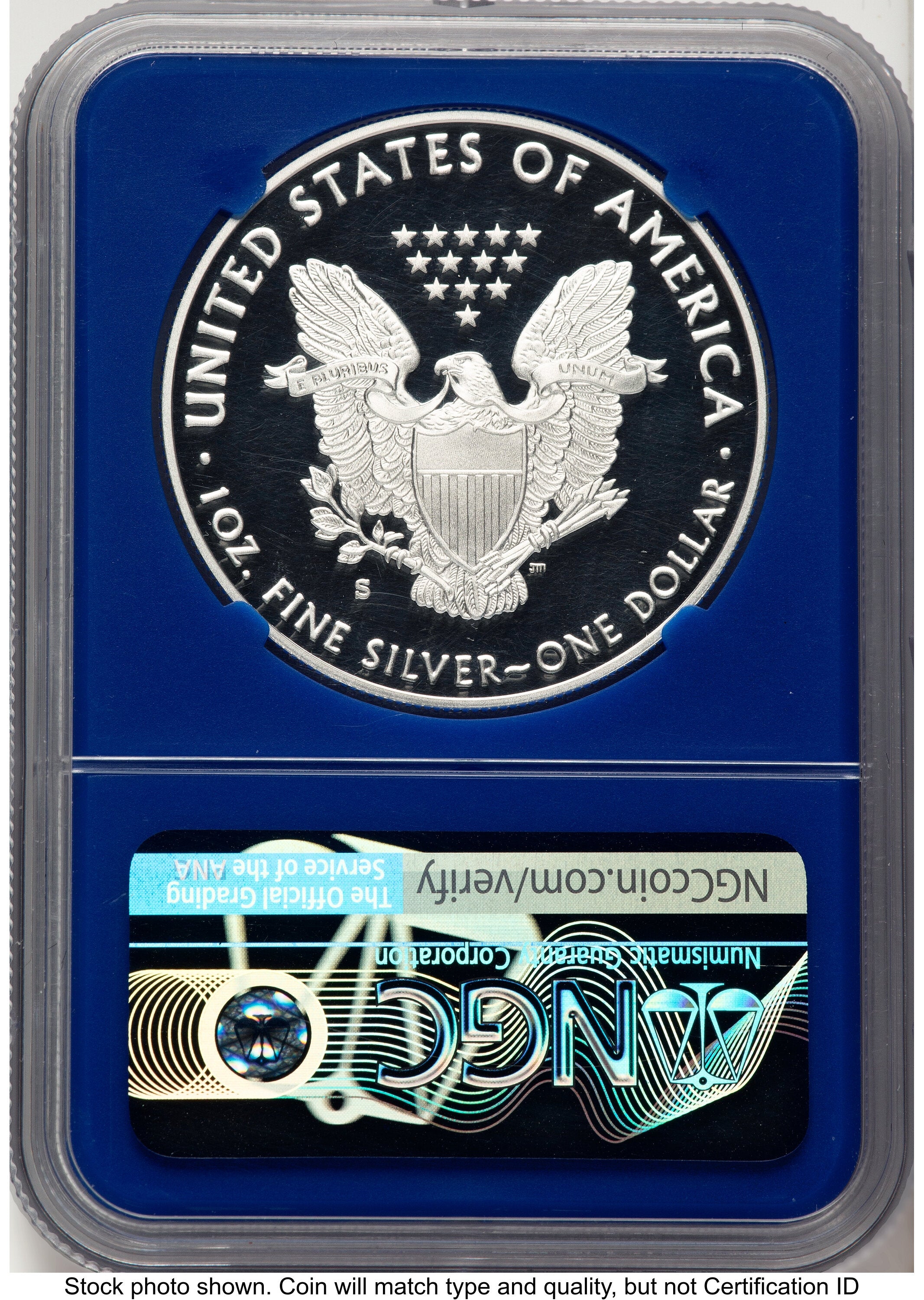 2020-S Proof Silver Eagle 1 oz FDI Trump Label Blue Core NGC PF70
