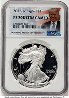2023-W Proof Silver Eagle 1 oz Trump Label NGC PF70