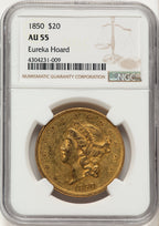 1850 $20 Liberty Double Eagle NGC AU55