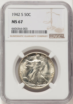1942-S 50C Walking Liberty Half Dollar NGC MS67