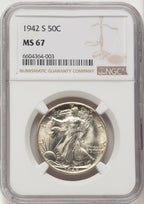 1942-S 50C Walking Liberty Half Dollar NGC MS67