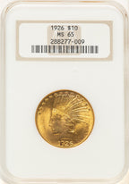 1926 $10 Indian Eagle NGC MS65