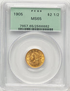 1905 $2.50 Liberty Quarter Eagle PCGS MS65