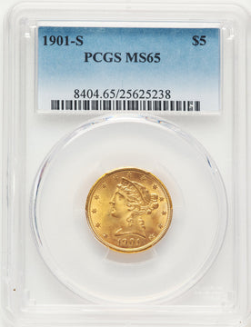 1901-S $5 Liberty Half Eagle PCGS MS65