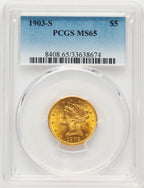 1903-S $5 Liberty Half Eagle PCGS MS65