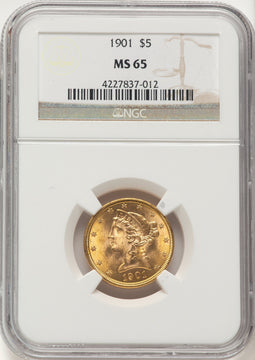 1901 $5 Liberty Half Eagle NGC MS65
