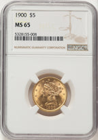 1900 $5 Liberty Half Eagle NGC MS65