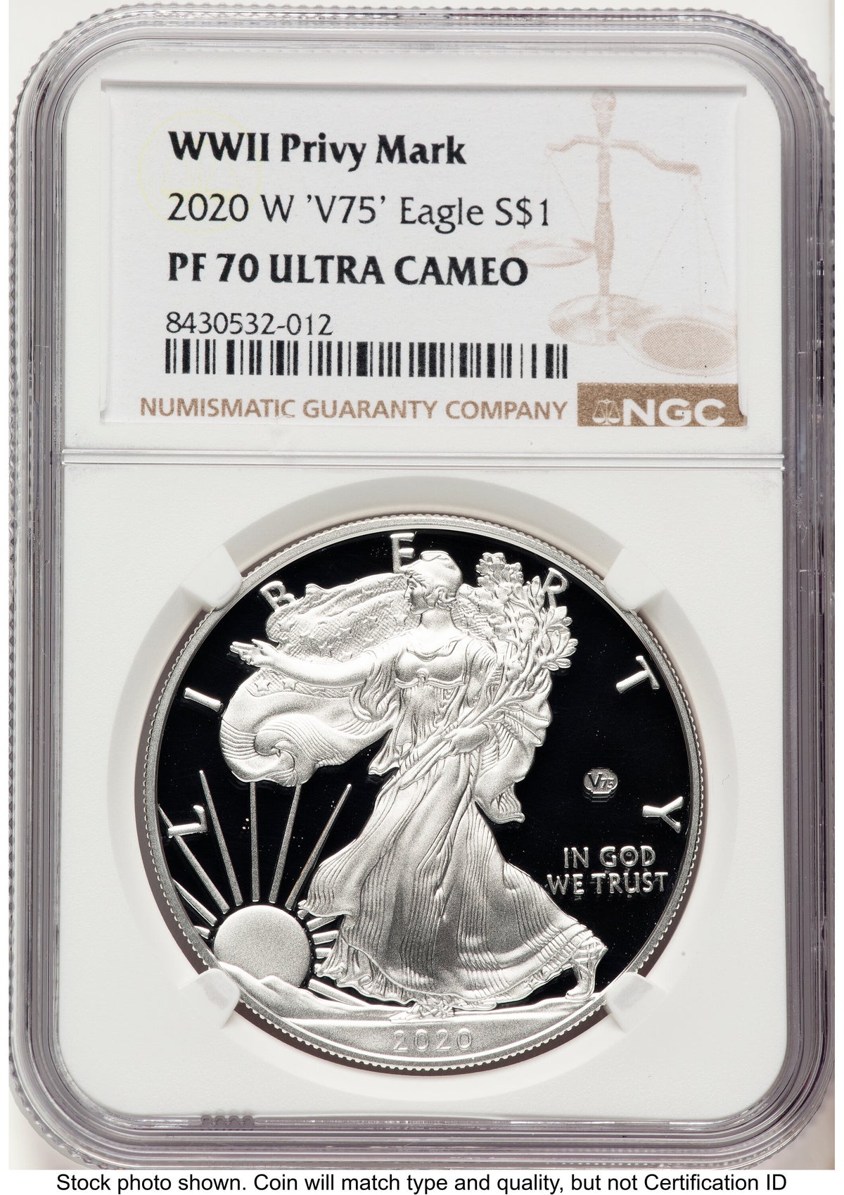 2020-W Proof Silver Eagle V75 Privy 1 oz Brown Label NGC PF70