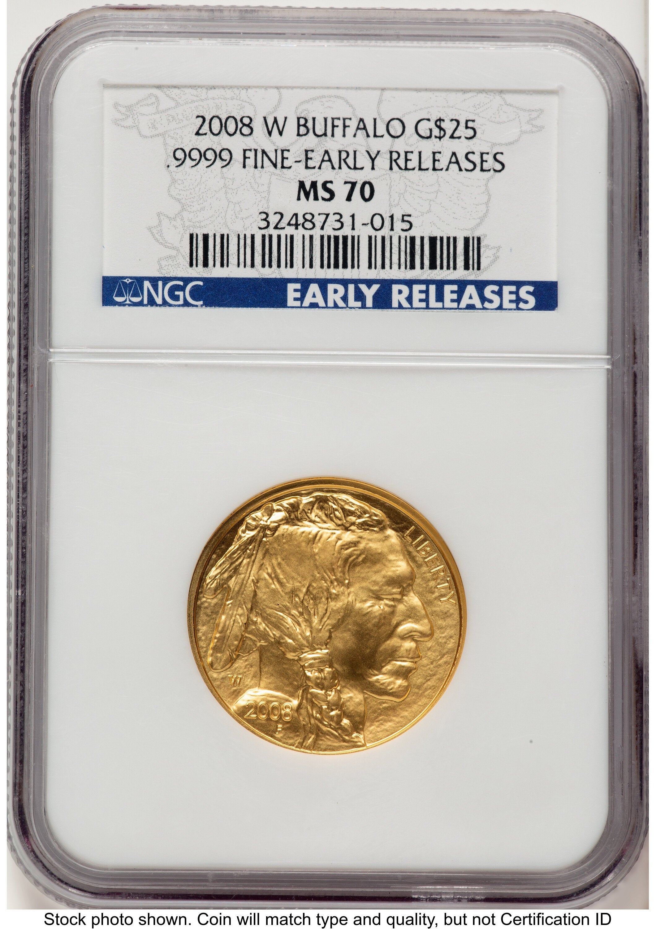 2008-W Burnished Gold Buffalo 1/2 oz ER Blue NGC MS70