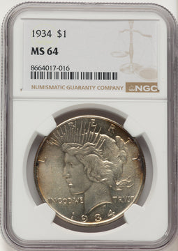 1934 Peace Dollar NGC MS64