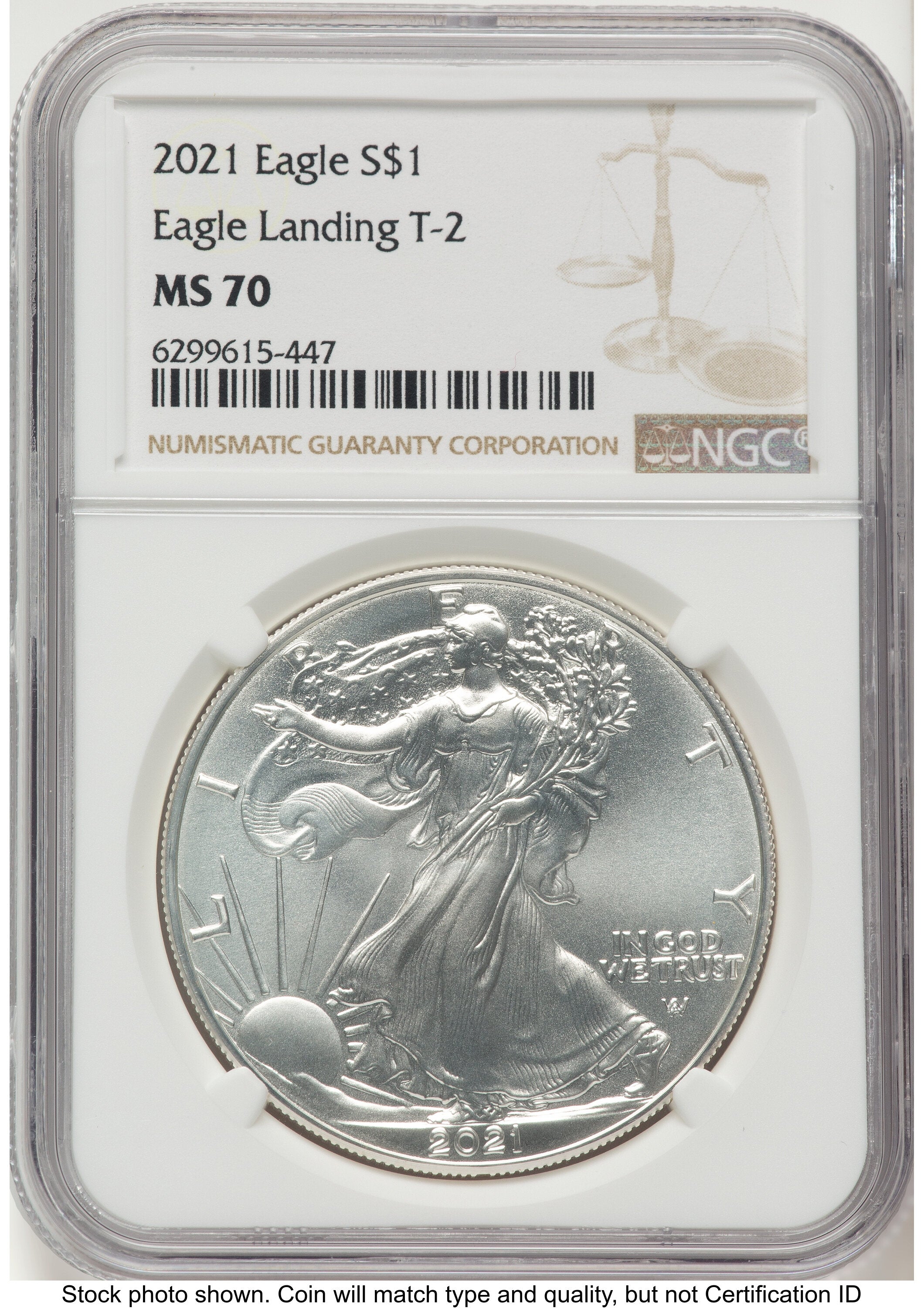 2021 Silver Eagle Type 2 Brown Label NGC MS70
