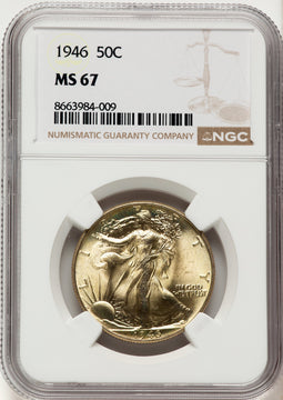 1946 50C Walking Liberty Half Dollar NGC MS67