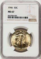 1946 50C Walking Liberty Half Dollar NGC MS67