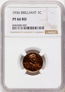1936 1C TYPE 2 RD Proof Lincoln Cent NGC PR66
